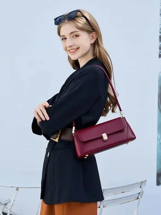 Women's Red Vintage Handbag Retro Classic Small Purse Hobo Shoulder Bags - Picture 2 of 6